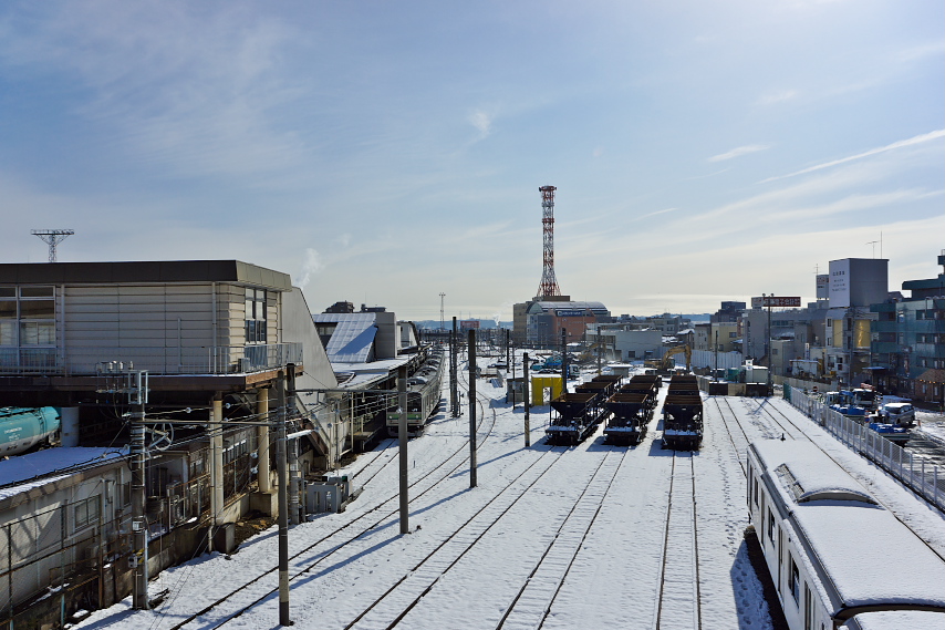 積雪の朝 JR横浜線側の線路