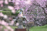 彫刻「春休み」、春の午後 - 片倉城跡公園