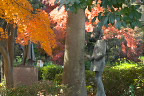 紅葉と彫刻「希望」 - 片倉城跡公園