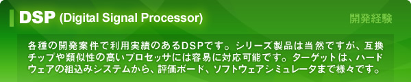 DSP 開発実績一覧 : ソフトウェア開発