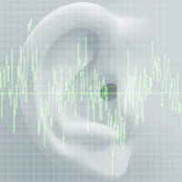 聴覚、耳と音声信号のイメージ
